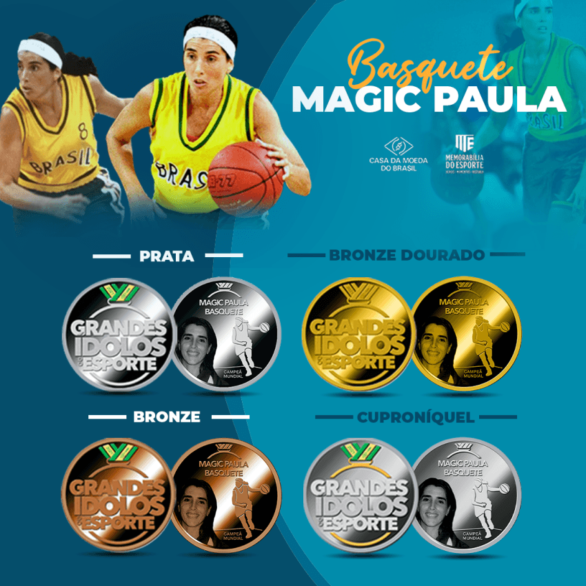 ‘Magic’ Paula completa 60 anos e é homenageada em séries limitadas de medalhas da coleção ‘Grandes Ídolos do Esporte’