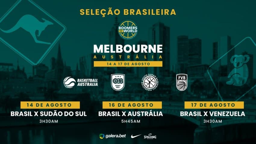 Em preparação para a Copa do Mundo, Brasil encara Austrália, Sudão do Sul e Venezuela em torneio em Melbourne, na Austrália