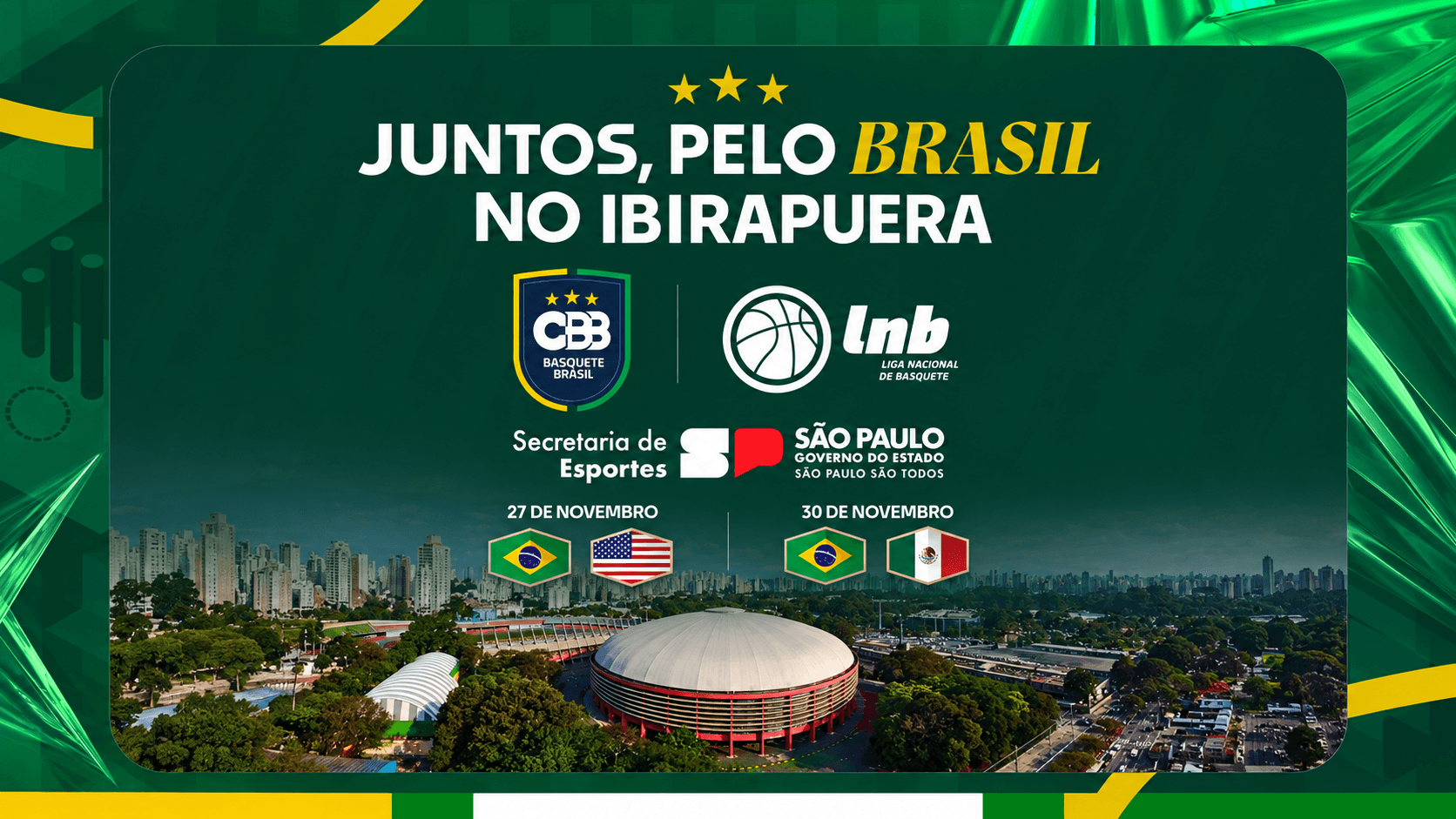 Parceria entre CBB, LNB e Governo do Estado de São Paulo leva a Seleção Masculina de volta ao Ibirapuera após 42 anos